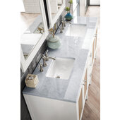  Addison 72'' W Double Vanity Set in Glossy White Finish with 3cm (1-3/8'') Thick Carrara White Top and Two (2) Sinks, 71-7/8'' W x 23-3/8'' D x 34-1/2'' H