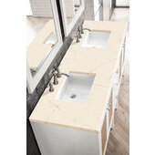  Addison 72'' W Double Vanity Set in Glossy White Finish with 3cm (1-3/8'') Thick Eternal Marfil Top and Two (2) Sinks, 71-7/8'' W x 23-3/8'' D x 34-1/2'' H