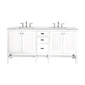  Addison 72'' Double Vanity Cabinet in Glossy White with 3cm (1-3/8'') Thick Ethereal Noctis Top and Rectangle Undermount Sinks