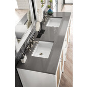  Addison 72'' W Double Vanity Set in Glossy White Finish with 3cm (1-3/8'') Thick Grey Expo Quartz Top and Two (2) Sinks, 71-7/8'' W x 23-3/8'' D x 34-1/2'' H