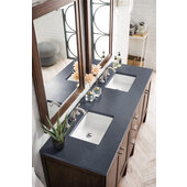  Addison 72'' W Double Vanity Set in Mid Century Acacia Finish with 3cm (1-1/5'') Thick Charcoal Soapstone Quartz Top and Two (2) Sinks, 71-7/8'' W x 23-3/8'' D x 34-1/2'' H