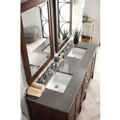  Addison 72'' W Double Vanity Set in Mid Century Acacia Finish with 3cm (1-3/8'') Thick Grey Expo Quartz Top and Two (2) Sinks, 71-7/8'' W x 23-3/8'' D x 34-1/2'' H