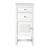  Athens 15'' Cabinet with 2 Drawers and Left Opening Door in Glossy White and 3cm (1-3/8'') Thick Carrara Marble Top
