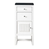  Athens 15'' Cabinet with 2 Drawers and Left Opening Door in Glossy White and 3cm (1-3/8'') Thick Charcoal Soapstone Quartz Top