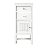  Athens 15'' Cabinet with 2 Drawers and Left Opening Door in Glossy White and 3cm (1-3/8'') Thick Eternal Jasmine Pearl Quartz Top