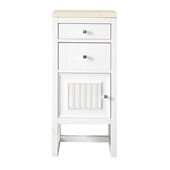  Athens 15'' Cabinet with 2 Drawers and Left Opening Door in Glossy White and 3cm (1-3/8'') Thick Eternal Marfil Top