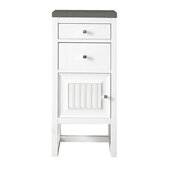  Athens 15'' Cabinet with 2 Drawers and Left Opening Door in Glossy White and 3cm (1-3/8'') Thick Grey Expo Quartz Top