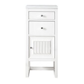  Athens 15'' Cabinet with 2 Drawers and Right Opening Door in Glossy White with 3cm (1-3/8'') Thick Arctic Fall Solid Surface Top