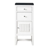  Athens 15'' Cabinet with 2 Drawers and Right Opening Door in Glossy White with 3cm (1-3/8'') Thick Charcoal Soapstone Quartz Top