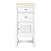  Athens 15'' Cabinet with 2 Drawers and Right Opening Door in Glossy White with 3cm (1-3/8'') Thick Eternal Marfil Top