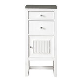  Athens 15'' Cabinet with 2 Drawers and Right Opening Door in Glossy White with 3cm (1-3/8'') Thick Grey Expo Quartz Top