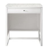  Athens 30'' Countertop Unit (Makeup Counter) in Glossy White with 3cm (1-3/8'') Thick Eternal Jasmine Pearl Quartz Top