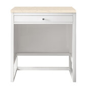  Athens 30'' Countertop Unit (Makeup Counter) in Glossy White with 3cm (1-3/8'') Thick Eternal Marfil Top