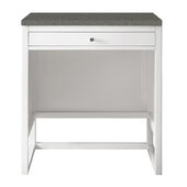  Athens 30'' Countertop Unit (Makeup Counter) in Glossy White with 3cm (1-3/8'') Thick Grey Expo Quartz Top