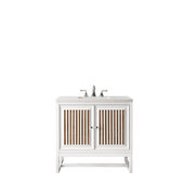  Athens 30'' W Single Vanity Cabinet, Glossy White, w/ 3cm (1-3/8'') Thick Carrara White Top