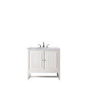  Athens 36'' W Single Vanity Cabinet, Glossy White, w/ 3cm (1-3/8'') Thick Carrara White Top