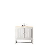  Athens 36'' W Single Vanity Cabinet, Glossy White, w/ 3cm (1-3/8'') Thick Eternal Marfil Top
