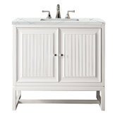  Athens 36'' Single Vanity Cabinet in Glossy White with 3cm (1-3/8'') Thick Ethereal Noctis Top and Rectangle Undermount Sink