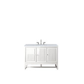  Athens 48'' W Single Vanity Cabinet, Glossy White, w/ 3cm (1-3/8'') Thick Carrara White Top