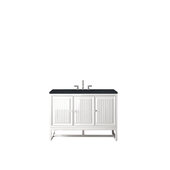  Athens 48'' W Single Vanity Cabinet, Glossy White, w/ 3cm (1-3/8'') Thick Charcoal Soapstone Quartz Top