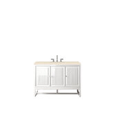  Athens 48'' W Single Vanity Cabinet, Glossy White, w/ 3cm (1-3/8'') Thick Eternal Marfil Top