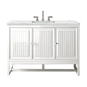  Athens 48'' Single Vanity Cabinet in Glossy White with 3cm (1-3/8'') Thick Ethereal Noctis Top and Rectangle Undermount Sink