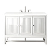  Athens 48'' Single Vanity Cabinet in Glossy White w/ 3cm (1-3/8'') Thick White Zeus Quartz Top, 48'' W x 23-1/2'' D x 34-1/2'' H