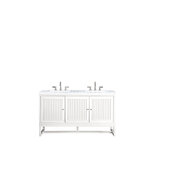  Athens 60'' W Double Vanity Cabinet, Glossy White, w/ 3cm (1-3/8'') Thick Carrara White Top