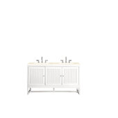  Athens 60'' W Double Vanity Cabinet, Glossy White, w/ 3cm (1-3/8'') Thick Eternal Marfil Top