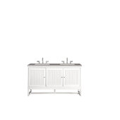  Athens 60'' W Double Vanity Cabinet, Glossy White, w/ 3cm (1-3/8'') Thick Grey Expo Quartz Top