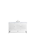  Athens 60'' W Single Vanity Cabinet , Glossy White, w/ 3cm (1-3/8'') Thick Carrara White Top