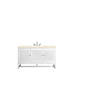  Athens 60'' W Single Vanity Cabinet , Glossy White, w/ 3cm (1-3/8'') Thick Eternal Marfil Top