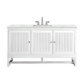  Athens 60'' Single Vanity Cabinet in Glossy White with 3cm (1-3/8'') Thick Ethereal Noctis Top and Rectangle Undermount Sink