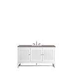  Athens 60'' W Single Vanity Cabinet , Glossy White, w/ 3cm (1-3/8'') Thick Grey Expo Quartz Top
