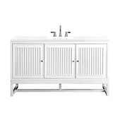  Athens 60'' Single Vanity Cabinet , Glossy White w/ 3cm (1-3/8'') Thick White Zeus Quartz Top, 60'' W x 23-1/2'' D x 34-1/2'' H