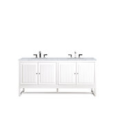  Athens 72'' W Double Vanity Cabinet, Glossy White, w/ 3cm (1-1/5'') Thick Carrara White Top