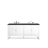  Athens 72'' W Double Vanity Cabinet, Glossy White, w/ 3cm (1-3/8'') Thick Charcoal Soapstone Quartz Top