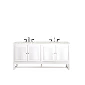  Athens 72'' W Double Vanity Cabinet, Glossy White, w/ 3cm (1-3/8'') Thick Eternal Jasmine Pearl Quartz Top