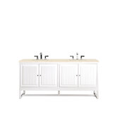  Athens 72'' W Double Vanity Cabinet, Glossy White, w/ 3cm (1-3/8'') Thick Eternal Marfil Top