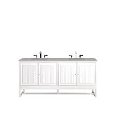  Athens 72'' W Double Vanity Cabinet, Glossy White, w/ 3cm (1-1/5'') Thick Eternal Serena Top