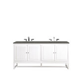  Athens 72'' W Double Vanity Cabinet, Glossy White, w/ 3cm (1-1/5'') Thick Grey Expo Quartz Top