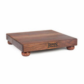  BS Chop-N-Serve Square Edge Grain Wood Cutting Board with Bun Feet, 12'' W x 12'' D x 1-1/2'' Thick, American Black Walnut, Pack of 3