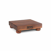  BS Chop-N-Serve Square Edge Grain Wood Cutting Board with Bun Feet, 9'' W x 9'' D x 1-1/2'' Thick, American Black Walnut