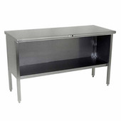  EBOS4 Series 14-Gauge Stainless Steel 36'' W x 24'' D Enclosed Base Flat Top Work Table with Open Front, 36'' W x 24'' D x 35-3/4'' H