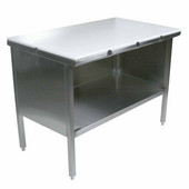  EBOP3 Series 16-Gauge Stainless Steel 144'' W x 30'' D Enclosed Work Table Table with 3/4'' Thick Polyethylene Flat Top and Open Front