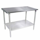  ST4-GS Series 14-Gauge Stainless Steel Flat Top Work Table 24'' W x 30'' D, Galvanized Steel Legs and Shelf, All Welded Set-Up