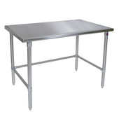  ST4-SB Series 14-Gauge Stainless Steel Flat Top Work Table 24'' W x 18'' D, Stainless Steel Legs and Adjustable Bracing, Knocked Down
