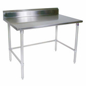  ST4R5-GB Series 14-Gauge Stainless Steel Work Table 72'' W x 24'' D with 5'' Riser, Galvanized Bracing and Legs, All Welded Set-Up