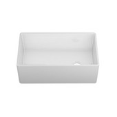 JULIEN Fira Collection Single Undermount Fireclay Kitchen Sink w/ Reversible Apron in White, 32-3/4''W x 19''D x 11-1/2''H