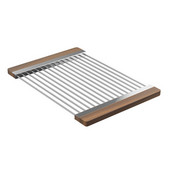 JULIEN SmartStation Collection Drying Rack with Walnut Handles for Fira Collection Kitchen Sink in Brushed Stainless Steel, 12'' W x 17-3/8'' D x 3/4'' H